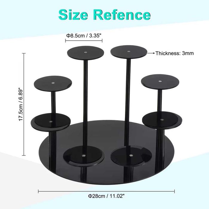 Suport expunere acril 8 nivele figurine parfumuri cupcakes