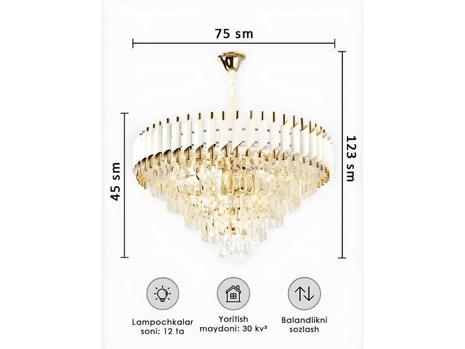 Люстра потолочная подвесная, 3 цвета, 5 размеров, для спальни, зала