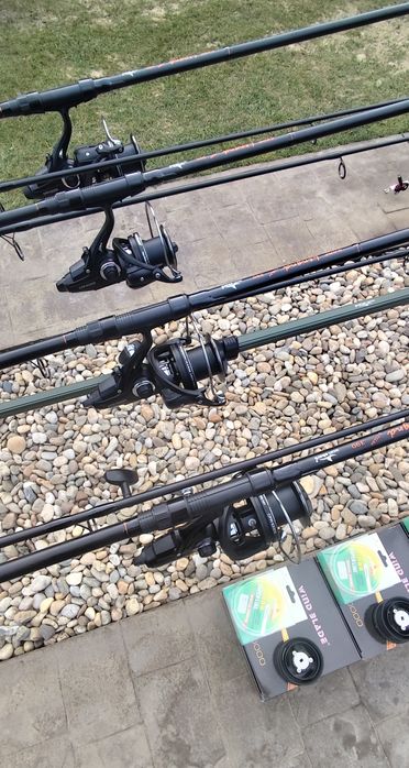 Set Complet Pescuit, 4 Lansete, 4 Mulinete 10000 cu Baitrunner,Rod Pod
