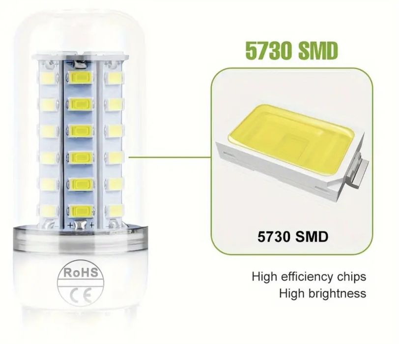 Лед крушка, лампа GU10, 72 диода, топло бяло