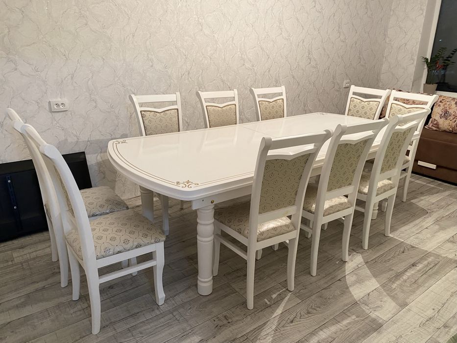 Стол со стульями белый комплект