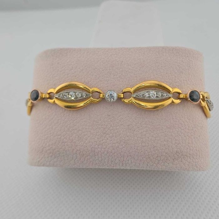 Bratara vintage Aur cu diamante naturale si safire