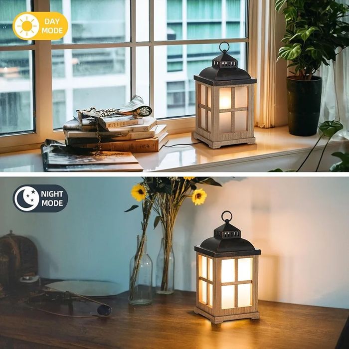 Felinar din lemn electric, lampă și încălzitor de ceară aromatică