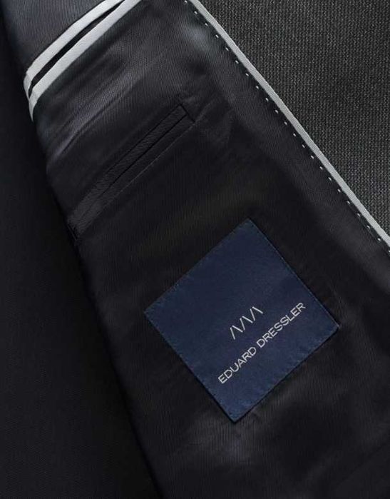 Sacou blazer L XL slim Eduard Dressler lana super 130's gri inchis