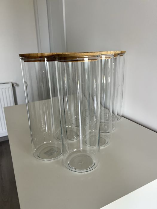 8 Borcane sticla cu capace din bambus Ikea