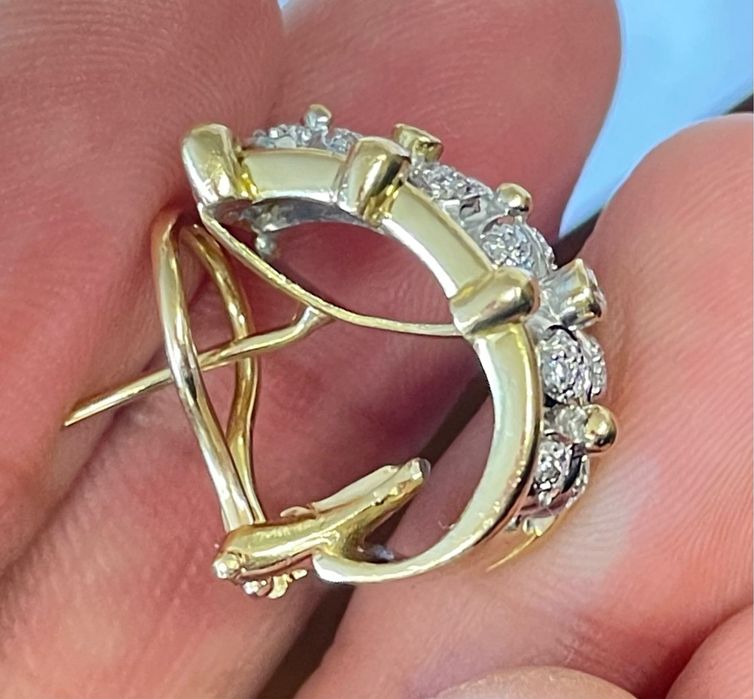 Cercei aur 18 k cu diamante naturale aproximativ 0,8 kt masivi