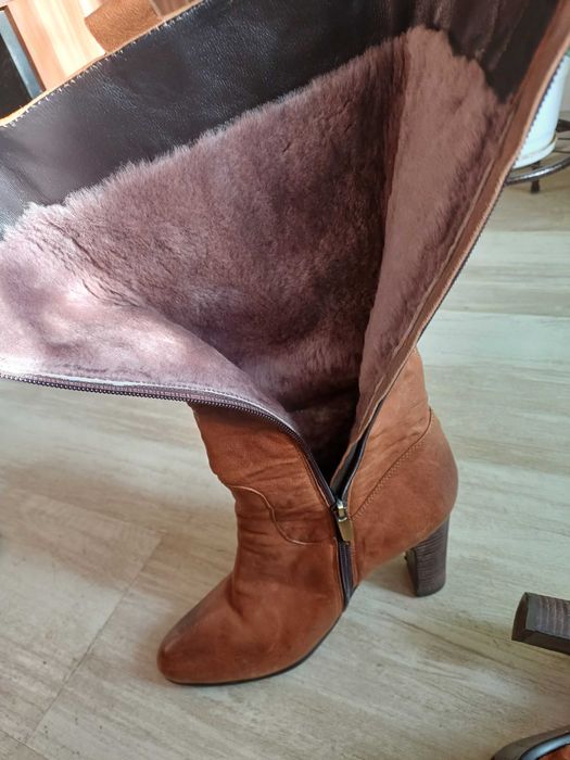 кафяви ботуши естествена кожа с топла подплата