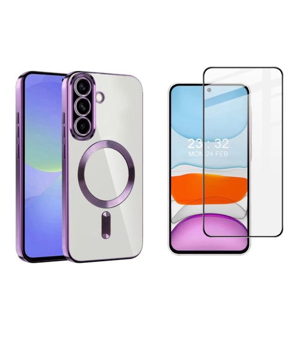 Samsung A56/A36/A16/A35/A55 Husa Mag Ring Clear si Folie Sticla AntiSt