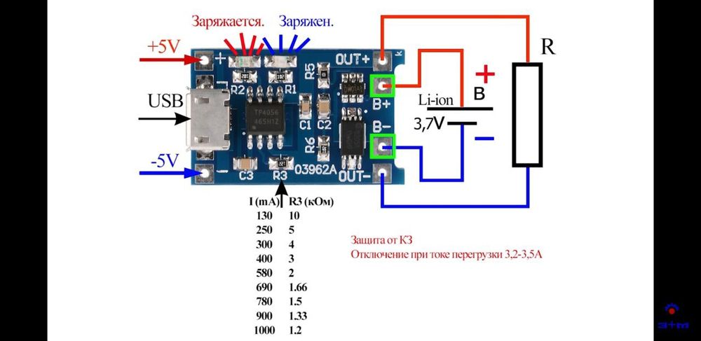 Модули для Зарядки и защиты Li-ion и Li-Po