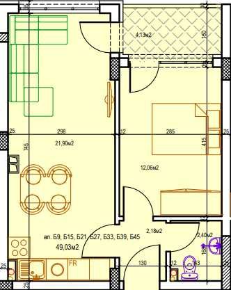 Двустаен апартамент в строеж - район Била 1 - БЕЗ КОМИСИОННА