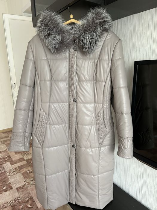 Пуховик кожанный