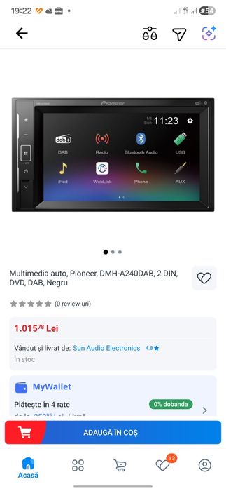 Pioneer DMH A240 DAB Bluetooth 4x50w auto