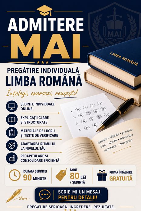Meditatii limba romana - pregatire admitere MAI / ANP - online