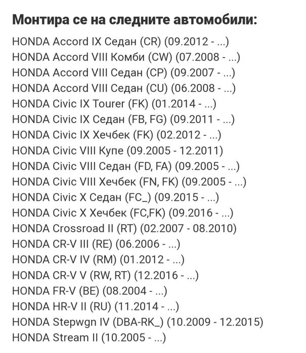 Гарнитура на Vtec клапан 15826-RNA-A01 Honda Accord Civic