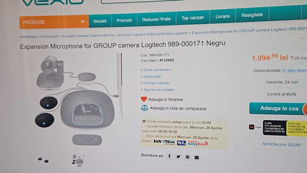 Microfoane de extindere Logitech PTZ Group/ Pro 2 video/audio