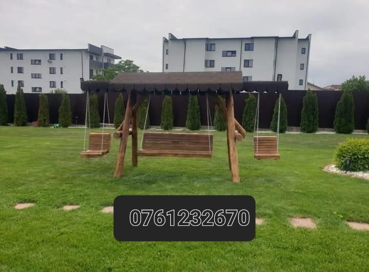 Leagane, foișoare, locuri de joaca și mese din lemn