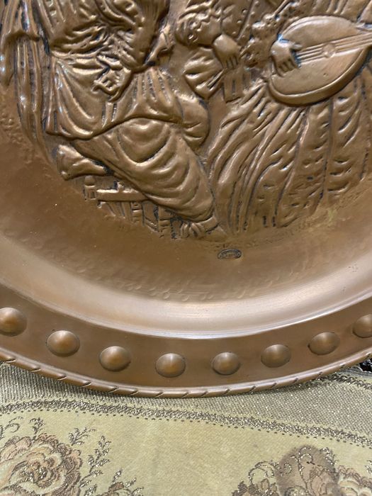 Медно пано колекционерска ръчна украса маркировка 1950 те