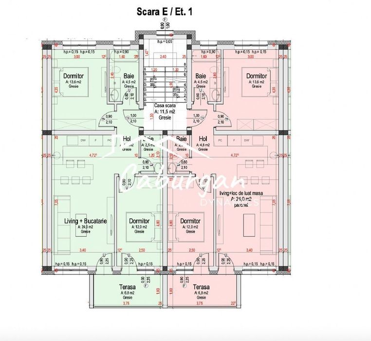 Apartament cu 3 camere, 61mp utili + balcon (6mp), loc de parcare