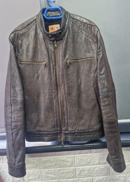 Noua ! Geacă Biker din Piele Naturală Premium - Vera Pelle Italia (Măr