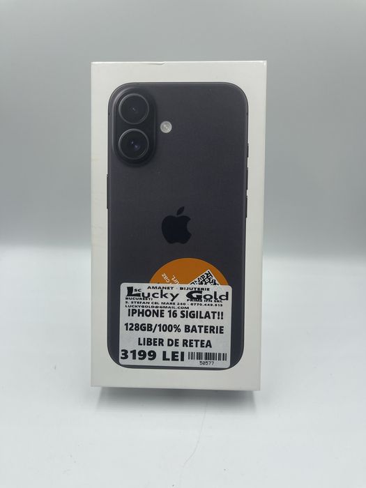 Iphone 16 SIGILAT!! 128Gb/100% Baterie GARANTIE/FACTURA #50577