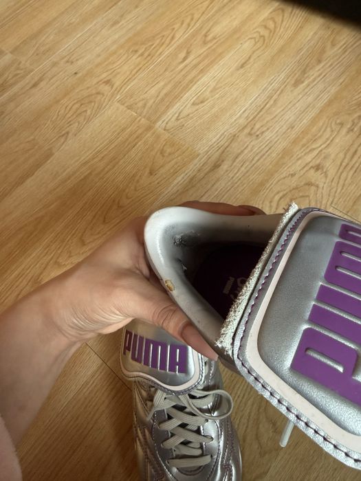 Кожени маратонки puma в сребрист цвят металически