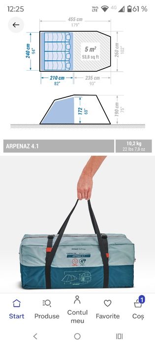 Vând cort dechatlon 4 locuri