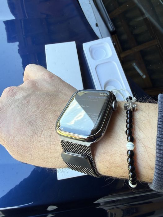 Apple watch stainless steel 45mm seria 7 inox safir