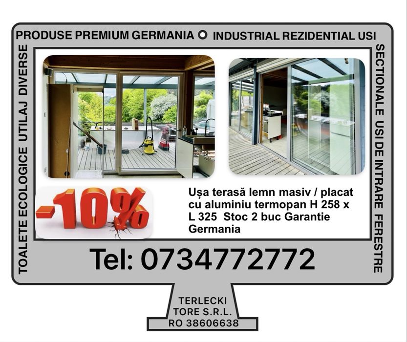 USA CULISANTA TERASA Germania lemn / aluminiu termopan H 258 x L 325 Stoc 2 Buc Garantie