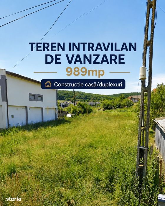 Teren intravilan constructie duplexuri, 989mp, zona centrala, Chinteni
