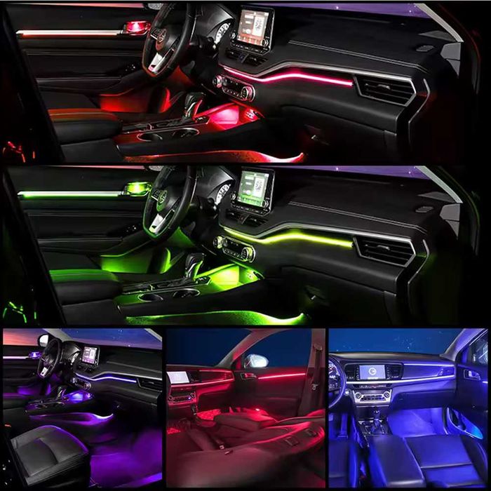 Система за LED амбиентно осветление за автомобили с RGB 64 цвята, 10в1