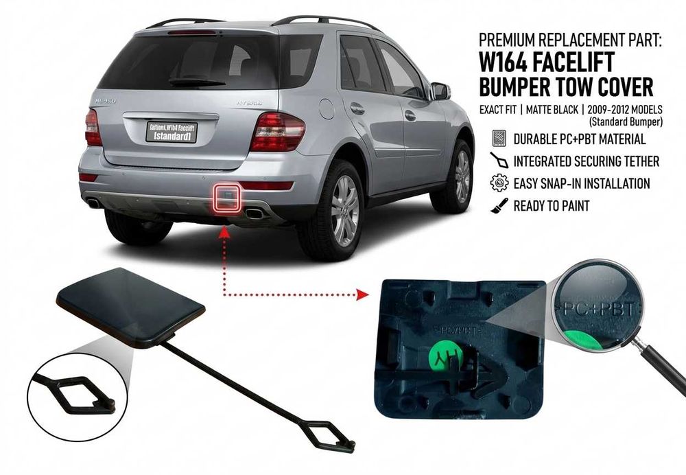 Капачка задна броня за кука теглич Mercedes ML W164 2009-2012 Фейслифт