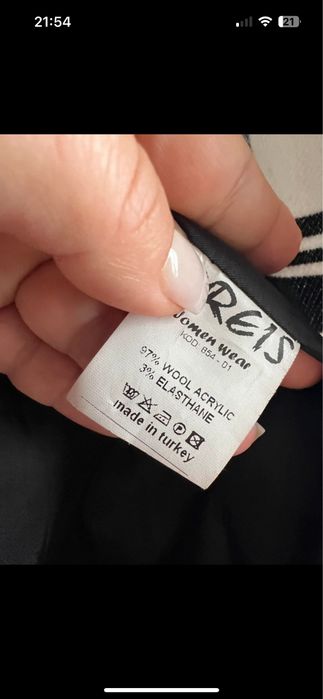 Palton 97% lana alb negru