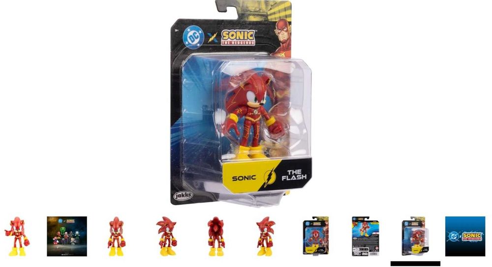 Нов DC x Sonic alias The Flash 6 см оригинална екшън фигурка от Jakks Pacific, много подвижна и детайлна, колекционерска опаковка - Соник като Флаш