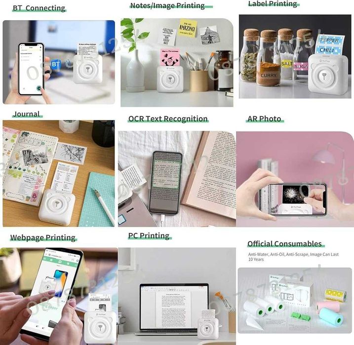 Мини Преносим Принтер за Печат с Безжична Връзка, Bluetooth, Android