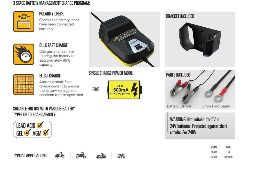 Зараядно устройство акумулатор мотор 30AH 12V OXIMISER 601 - OXFORD