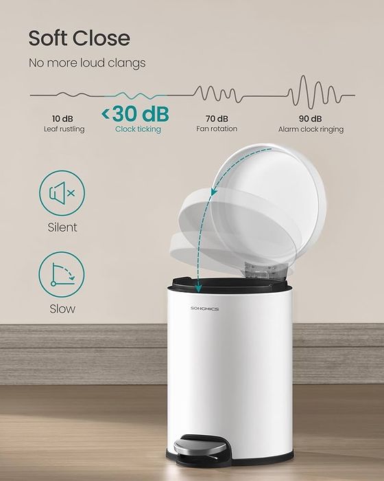 Кошче за тоалетна, баня с педал SONGMICS, стоманено