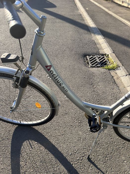 Bicicleta argintie de dama