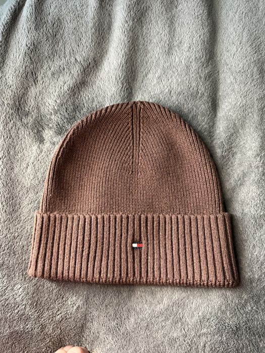 Tommy Hilfiger pima cotton caciula maro unisex marime OS noua