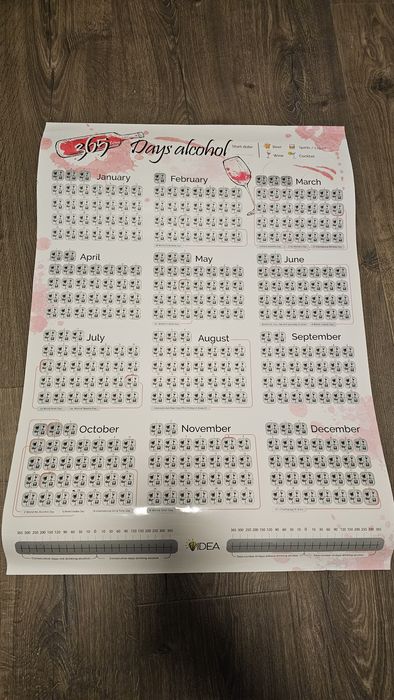 Алкохолен скреч постер 365 Дни Алкохол