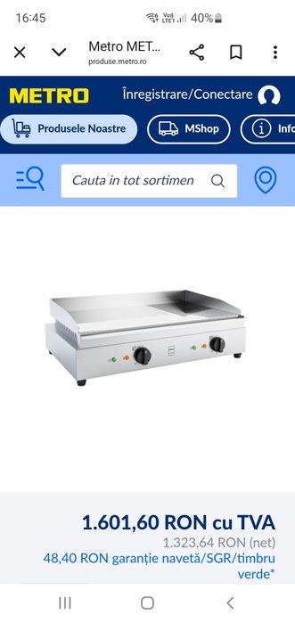 Gratar electric profesional  neted si striat