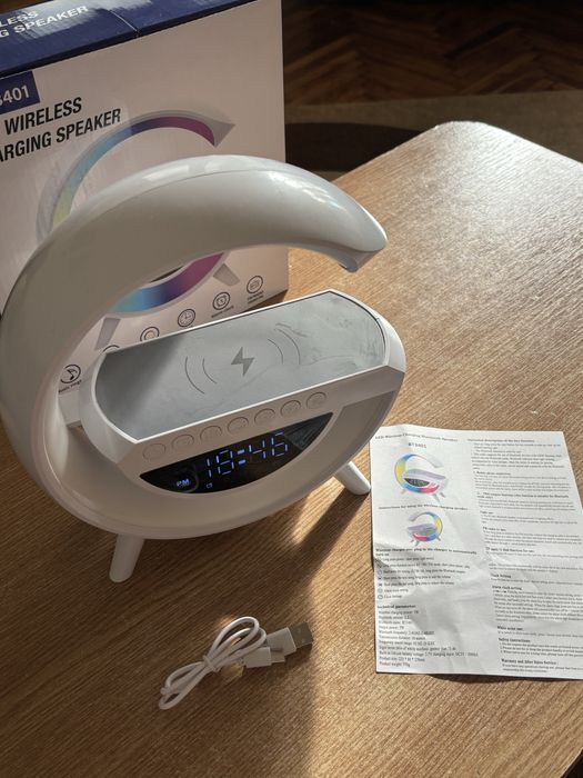Boxă Bluetooth BT-3401 cu Încărcător Wireless și Ceas Alarmă LED