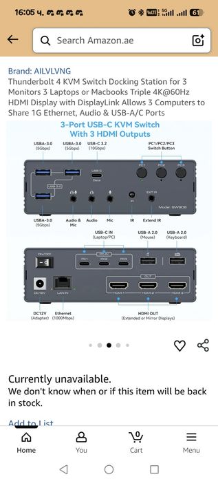 Докинг станция, USB-C KVM Switch