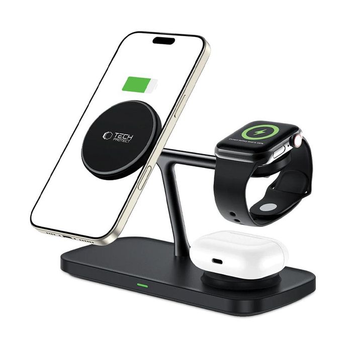 Магнитно Безжично Зарядно 3 в 1 TECH-PROTECT QI15W-A45