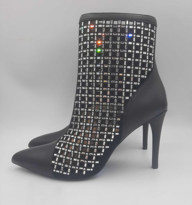Superbe botine -bijuterie LIU JO originale noi model superb stiletto piele naturala + cristale 37