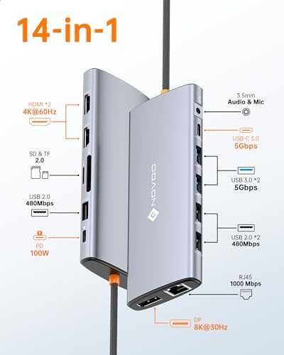 Докинг станция NOVOO 14 in 1 Docking Station Dual Monitor 4K