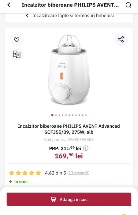Incalzitor biberoane philips avent