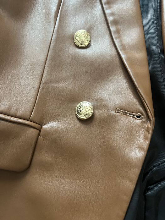 Кафяво кожено сако Zara