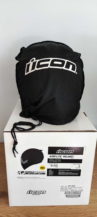Каска ICON AirFlite MIPS Stealth + Прозрачен визьор