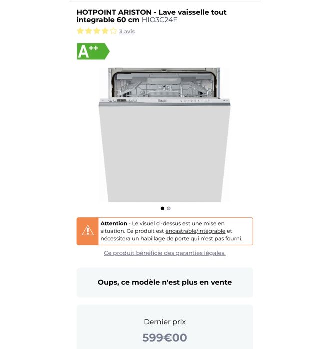 Maşină de spălat vase încorporabilă  Hotpoint Ariston HIO 3C24 F