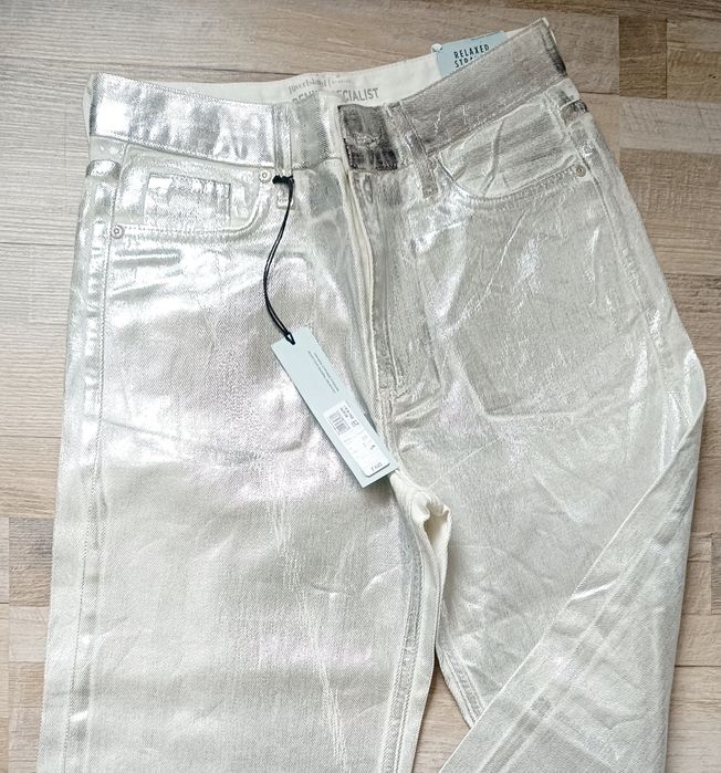 Дънков панталон River Island със сребрист ефект